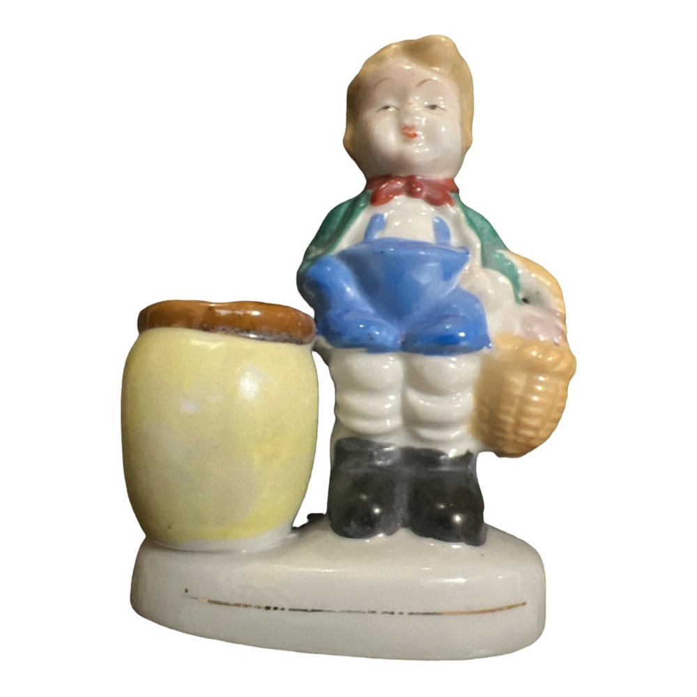 1950’s Vintage PorcelainToothpick Holder of Little‎ Boy, Made in Occupied Japan